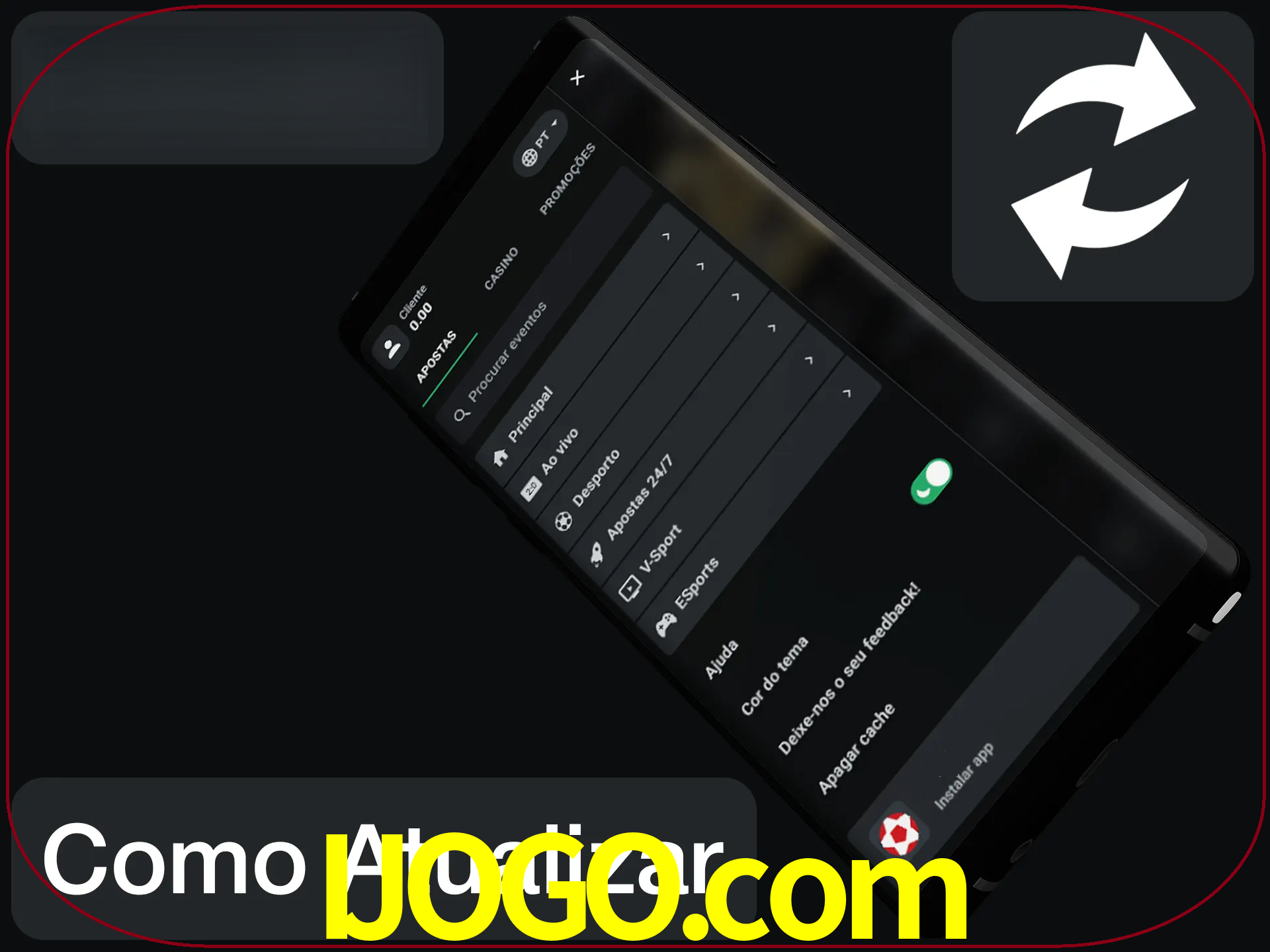 O aplicativo é atualizado automaticamente quando você faz o login.