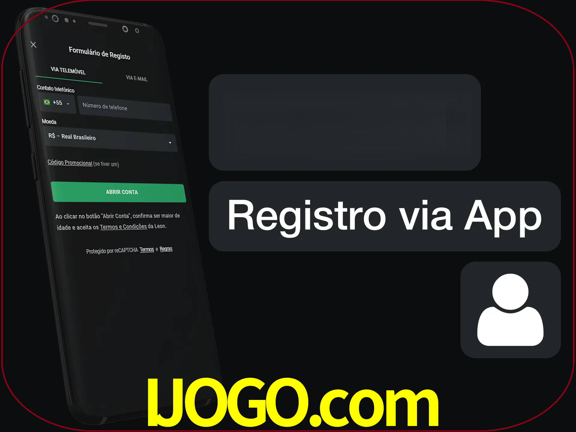 Registre-se com duas etapas usando o aplicativo.